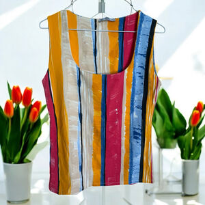 Zara Striped Tank Top Multicolor Size Large